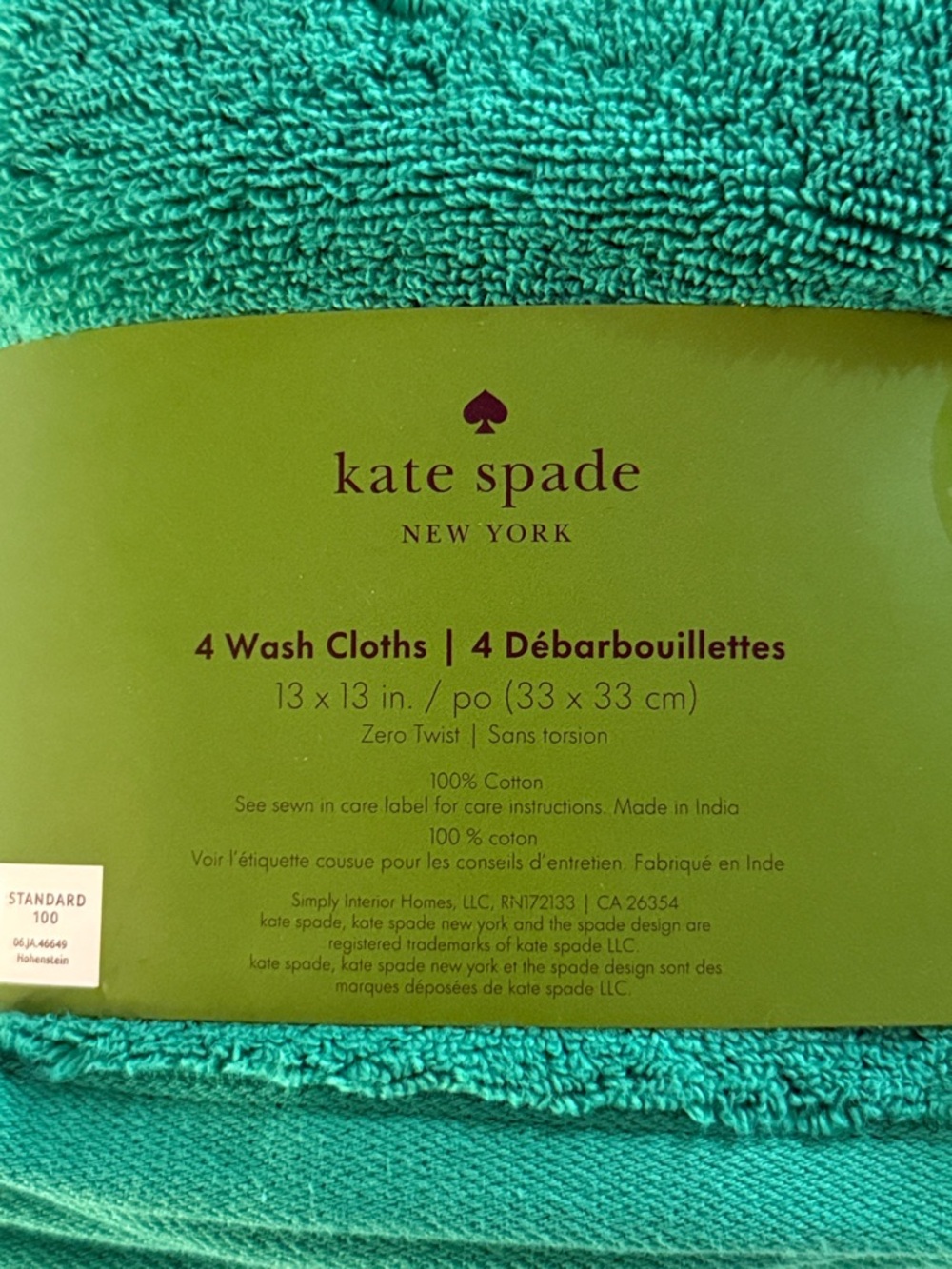 kate spade Bright Green Wash Cloth Set - Picture 9 of 10